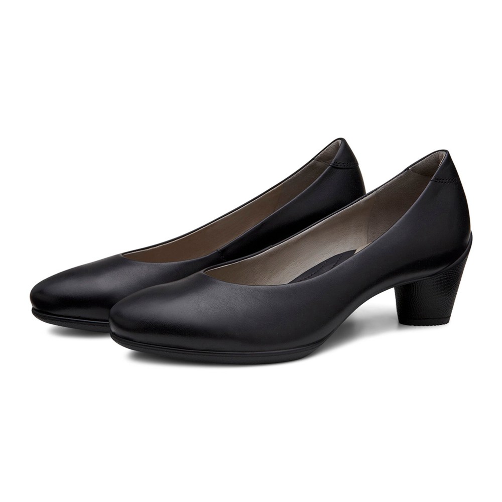 ECCO Womens Pumps Black - Sculptured 45 Plain - HMV-061892